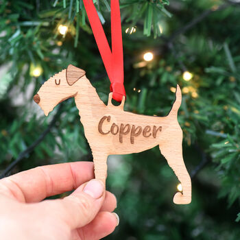 Personalised Lakeland Terrier Wooden Dog Decoration, 2 of 5