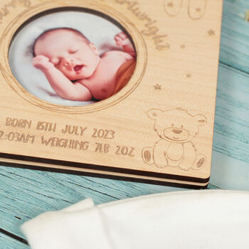 Personalised New Baby Photo Wooden Keepsake Card, 5 of 6