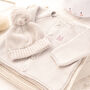 Luxury Grey Bobble Hat And Cardigan Baby Gift Set, thumbnail 1 of 12