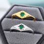 Emerald Green Starburst Rhombus Kite Signet Ring, thumbnail 6 of 11