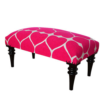 Fuchsia Heart Love Embroidered Upholstered Bench, 6 of 6