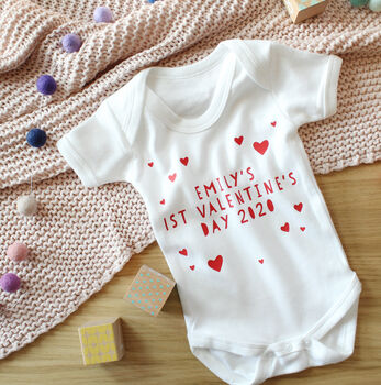 Personalised First Valentine's Day 2024 Babygrow, 5 of 6