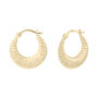 18ct Gold Plated Textured Creole Hoop Earrings, thumbnail 3 of 7