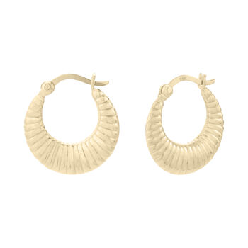 18ct Gold Plated Textured Creole Hoop Earrings, 3 of 7