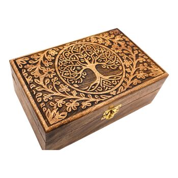 Engraved Tree Of Life Wooden Jewellery Box, 6 of 11