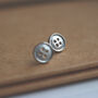 Button Stud Earrings Sterling Silver Textured Handmade, thumbnail 2 of 3