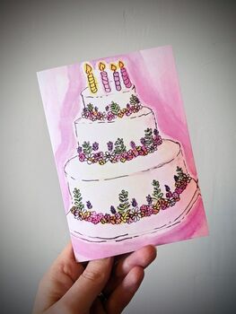 Hand Iced Birthday Cake Biscuit And Birthday Card Gift, 3 of 5