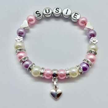 Personalised Heart Charm Bracelet, Star Name Bracelet, 7 of 12
