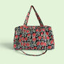 Large Weekend Duffle Bag | Black And Red Block Print Floral, thumbnail 4 of 5