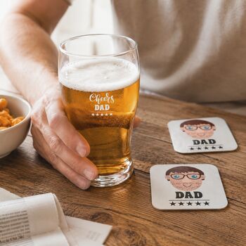 Personalised Pint Glass And Coaster Gift Set For Dad, 2 of 11