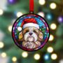 Lhasa Apso In Santa Hat Suncatcher Decoration, thumbnail 2 of 6