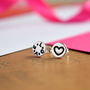 Handmade 'Love Heart' Round Silver Stud Earrings, thumbnail 1 of 4