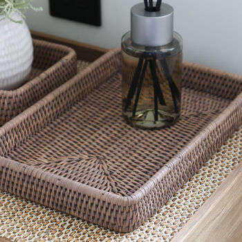Marbury Taupe Rectangular Rattan Decorative Tray, 5 of 5