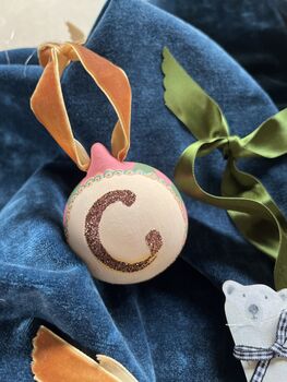 Personalised Ceramic Glitter Initial Bauble, 4 of 8