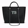 Personalised Black Large Chain Custom Initial Tote Bag, thumbnail 5 of 9