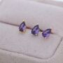 Sterling Silver Pear Cut Amethyst Cz Earrings, thumbnail 5 of 12