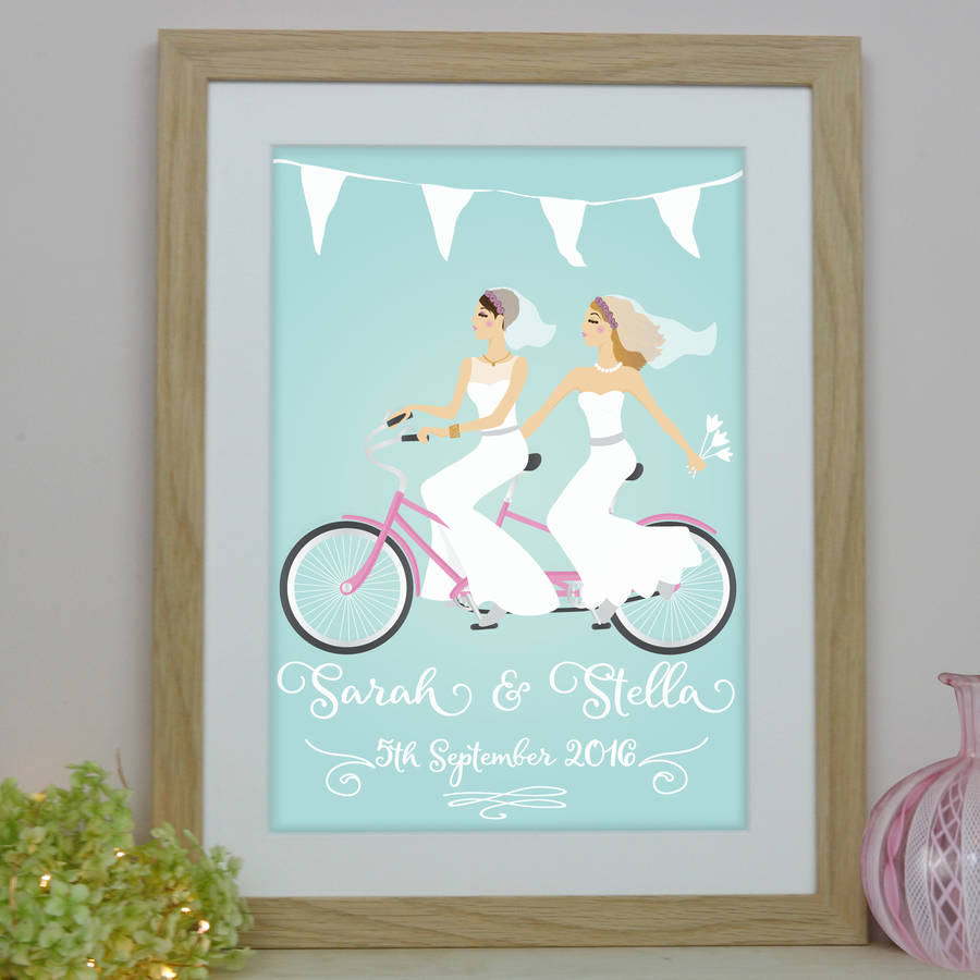 Personalised Wedding Gift Bride And Bride Print, 1 of 3
