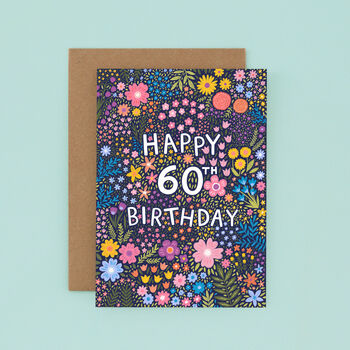 60th Birthday Card For Women, Floral 60th Card, For Her, 2 of 2