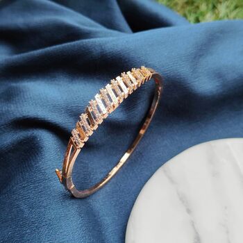 18ct Gold Plated Parallel Zircon Slim Bangle Bracelet, 4 of 5