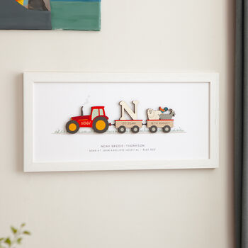 Personalised New Baby Name Tractor Print, 3 of 3