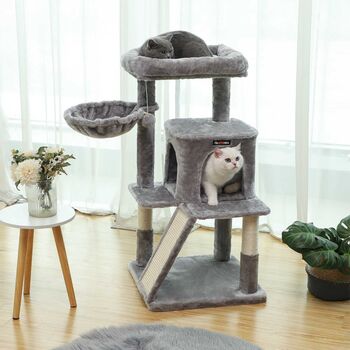 96cm Cat Tree Tower Light Grey With Side Slope, 3 of 8