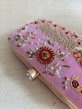Peacock Rectangular Pink Clutch Bag, 3 of 12