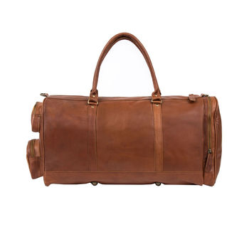 Personalised Leather Columbus Weekender With Pockets, 5 of 11