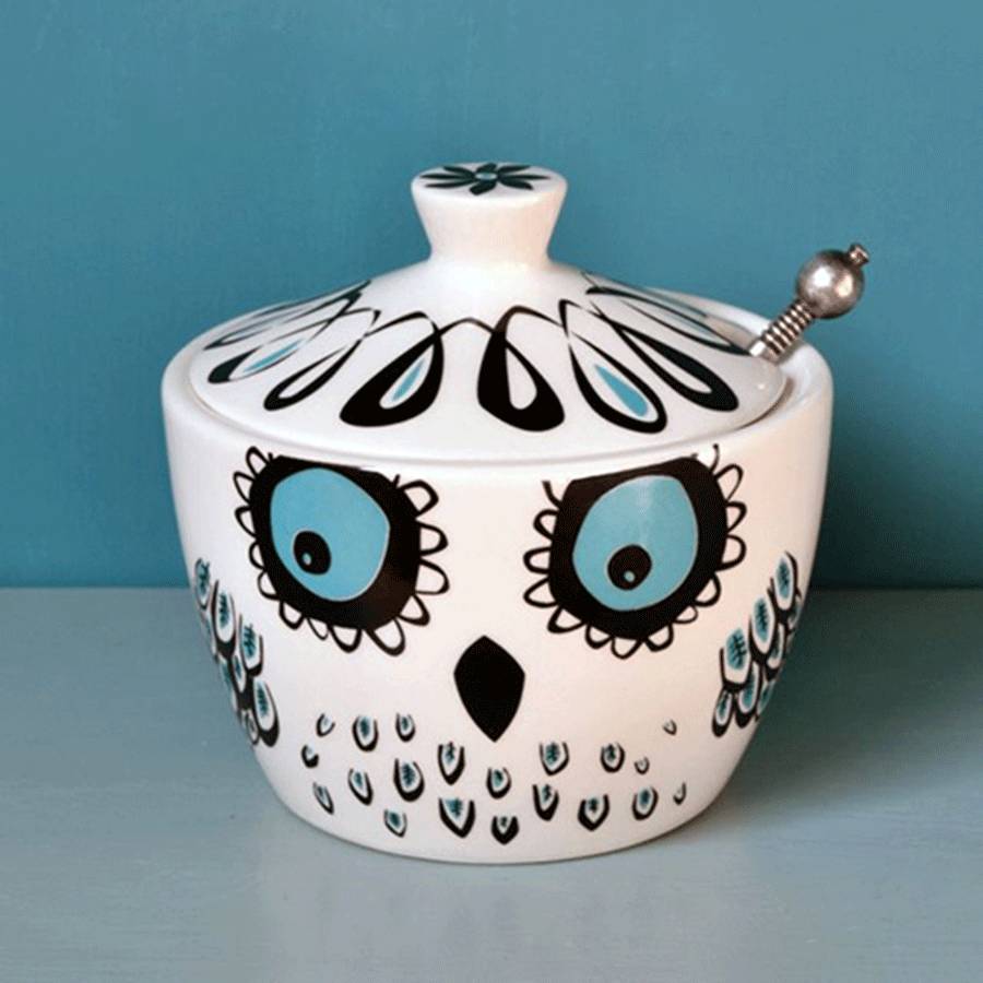 Owl Sugar Pot With Lid By Hannah Turner