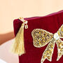 Personalised Velvet Beaded Bow Pouch With Initial Charm, thumbnail 2 of 4