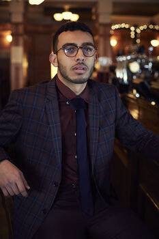 Mens Midnight Navy Velvet Slim Style Tie, 4 of 8