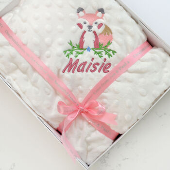 Personalised Embroidered Fox Baby Blanket With Name, 7 of 10