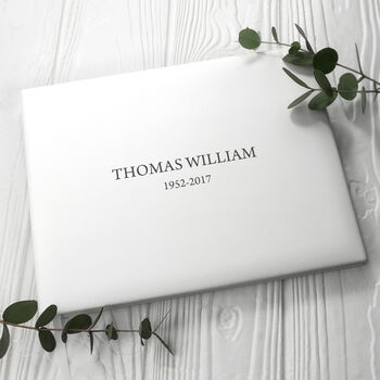 Personalised Luxury White Italian Leather Memoriam Book, 8 of 12