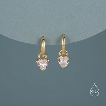 Sterling Silver Trillion Cut Cz Hoop Earrings, 2 of 12