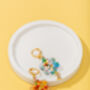 18 K Gold Plated Huggie Earrings With Iridescent Summer Flowers And A Hanging Gemstone, thumbnail 4 of 9