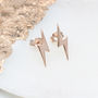 18ct Gold Plated Lightning Stud Earrings, thumbnail 2 of 9