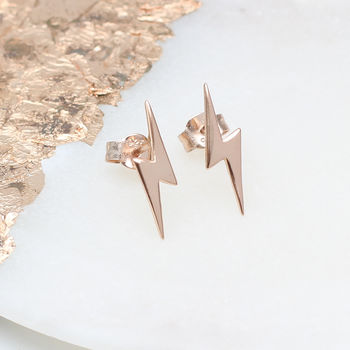18ct Gold Plated Lightning Stud Earrings, 2 of 9