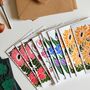 Linocut Joy Bloom Flower Notecards Set Of 12, thumbnail 7 of 12