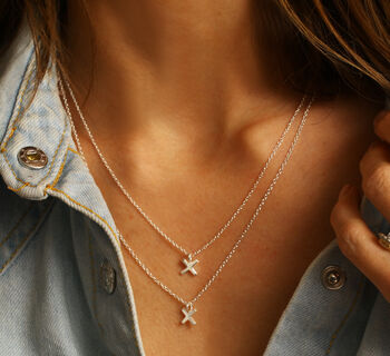 Double Strand Kiss 'X' Necklace, 4 of 9