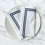 Luxuary Embroidered Cotton Napkin Ivory/Navy • Set Of Six, thumbnail 1 of 5