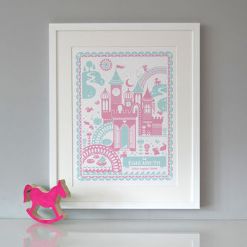 Personalised New Baby Princess Castle Print, 4 of 6