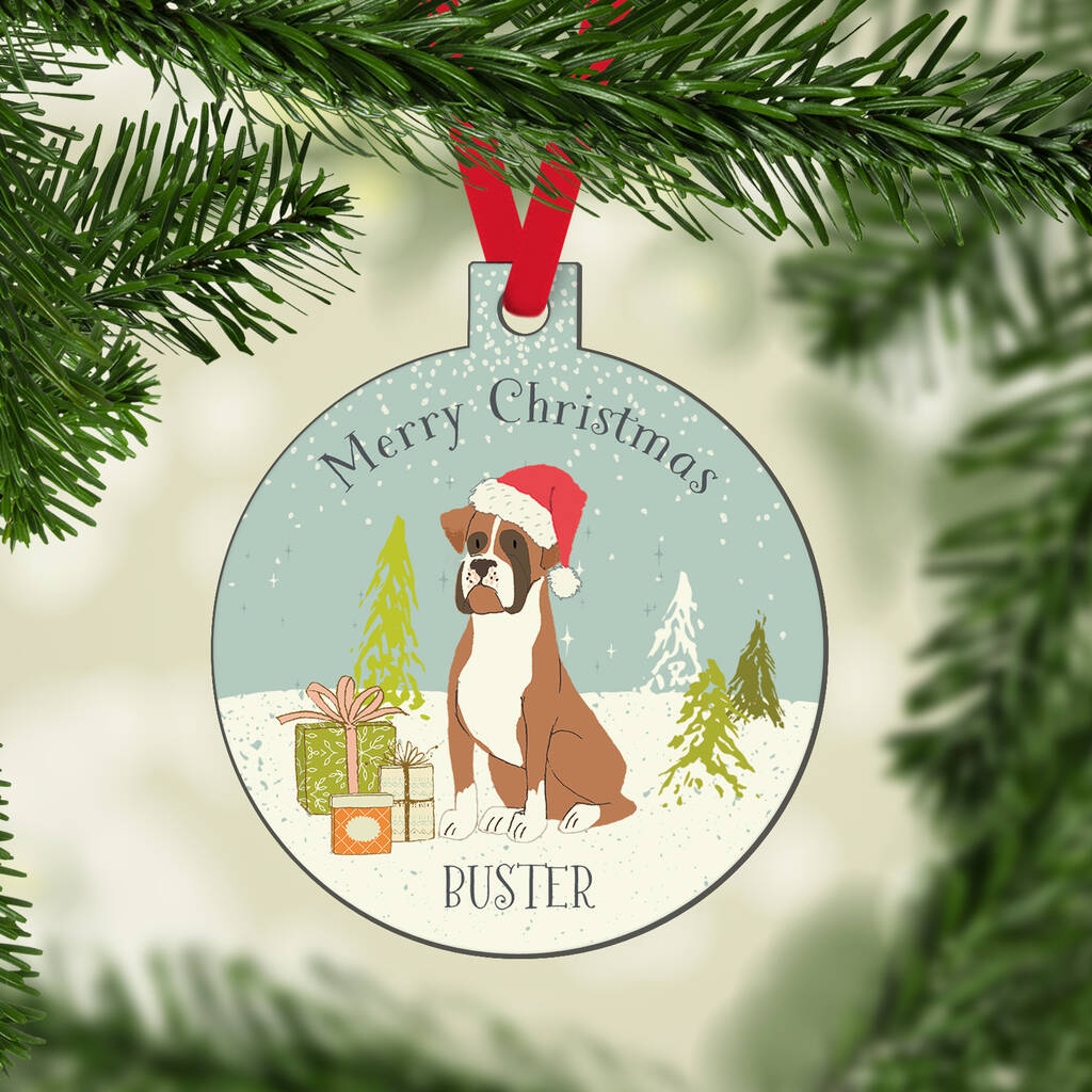 Personalised Boxer Christmas Tree Decoration By Hope And Halcyon