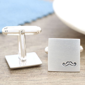 Personalised Moustache Cufflinks. Gift For Dad, 9 of 10