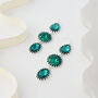 Green Triple Drop Crystal Earrings, thumbnail 3 of 3