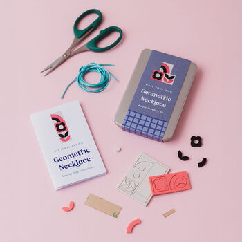 Pink Geometric Necklace Making Kit, Statment Diy Jewellery Craft Kit, 4 of 9