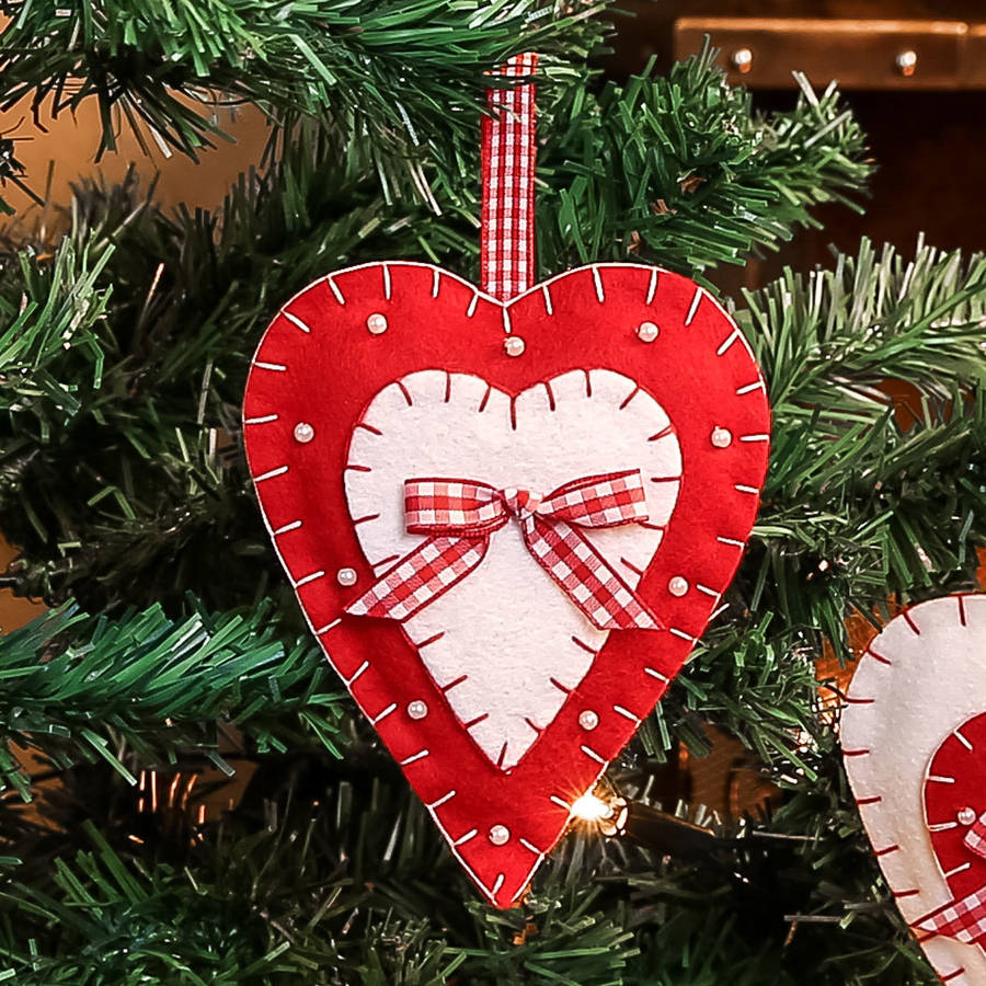 christmas tree love heart decorations by dibor | notonthehighstreet.com