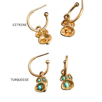 Gold Vermeil Birthstone Pendant Hoop Earrings, 6 of 12