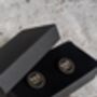 Mens Black Engraved Cufflinks – Birthday, Wedding, Or Christmas Gift Idea, thumbnail 3 of 4