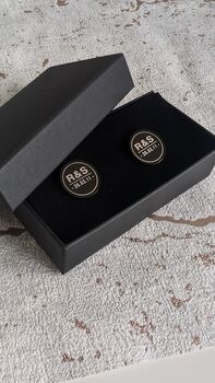 Mens Black Engraved Cufflinks – Birthday, Wedding, Or Christmas Gift Idea, 3 of 4