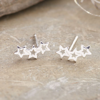 Sterling Silver Twinkle Star Earrings Studs, 3 of 5