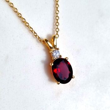 Garnet Pendant Necklace In Sterling Silver, 4 of 9